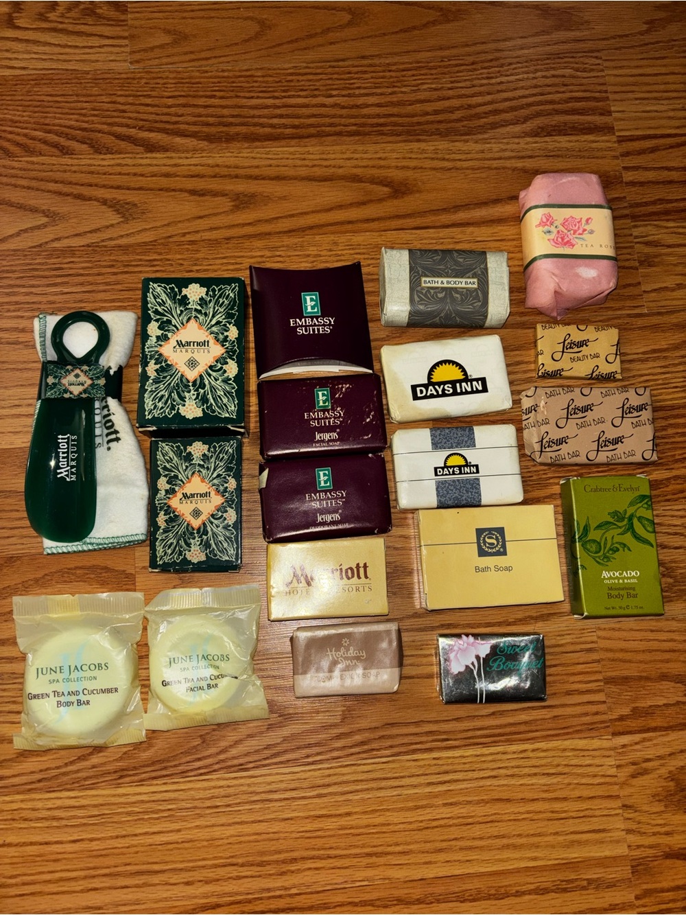 Vintage Assorted Hotel Soaps & Toiletry Lot - Green, White, Pink, Gold